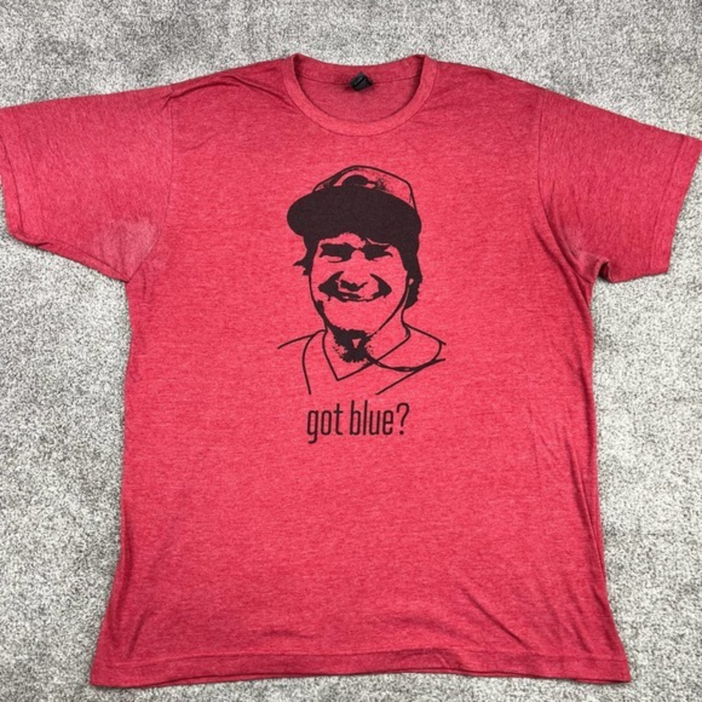 "Go‎ Blue" Graphic Red T-shirt size L